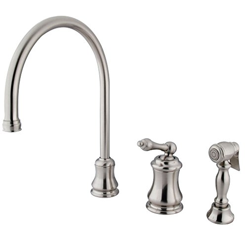 Elements of Design Nuvo ES3818ALBS Elements of Design Chicago Single Handle Widespread Kitchen Faucet with Brass Sprayer, 9', Brushed Nickel