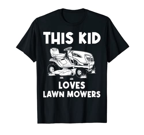 Funny Lawn Mowing Gift For Kids Lawn Mower Farm Gardening T-Shirt