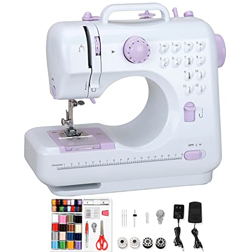 Hukunos Mini Sewing Machine, Electric Household Crafting Mending Portable Sewing Machines, 12 Stitches 2 Speed with Foot Pedal - Perfect For Basic Sewing, Children, Beginners, Kids