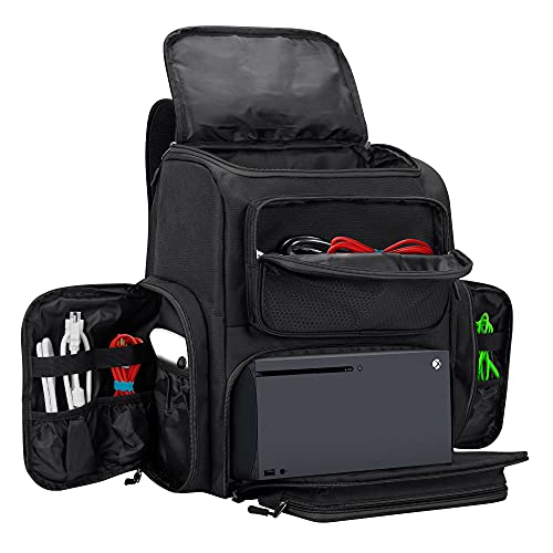 Trunab Travel Carrying Backpack Compatible with Xbox Series X, Storage Case Bag with 2 Inner Spaces for Xbox Game Console and Other Gaming Accessories