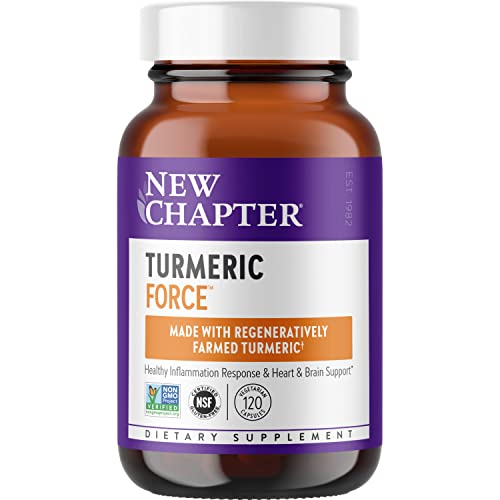 Turmeric Curcumin Supplement, New Chapter Turmeric Supplement, One Daily, Joint Pain Relief + Supercritical Organic Turmeric, Black Pepper Not Needed, Non-GMO, Gluten Free – 120 Count (4 Month Supply)