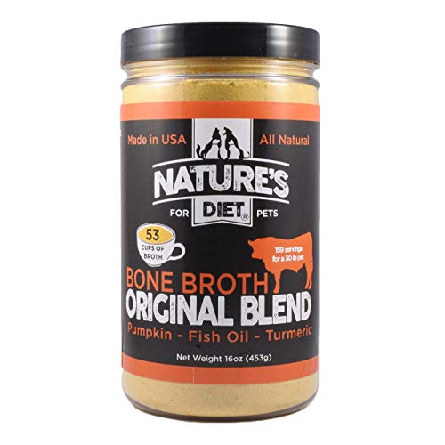 Nature's Diet Pet Bone Broth Protein Powder with Pumpkin, Fish Oil and Turmeric (Beef, 16 oz = 159 Servings)