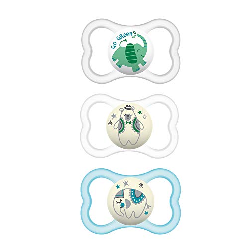 MAM Air Day & Night Baby Pacifier, for Sensitive Skin, Glows in The Dark, 3 Pack, 16+ Months, Unisex,3 Count (Pack of 1)