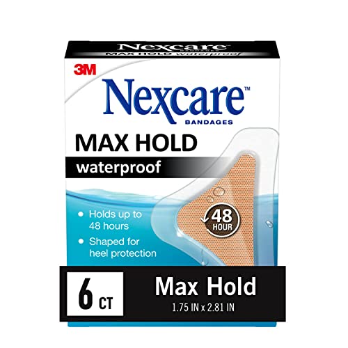 Nexcare Max Hold Waterproof Bandages, Stays On for 48 Hours, Flexible Bandages for Fingers, Hands and Heels - 6 Pack Clear Waterproof Bandages