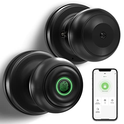 GeekTale Smart Door knob, Fingerprint Door Lock Smart Lock Biometric Door Lock Fingerprint Door knob with App Control, Great for Bedrooms,Cloakroom,Apartments Offices,Hotels