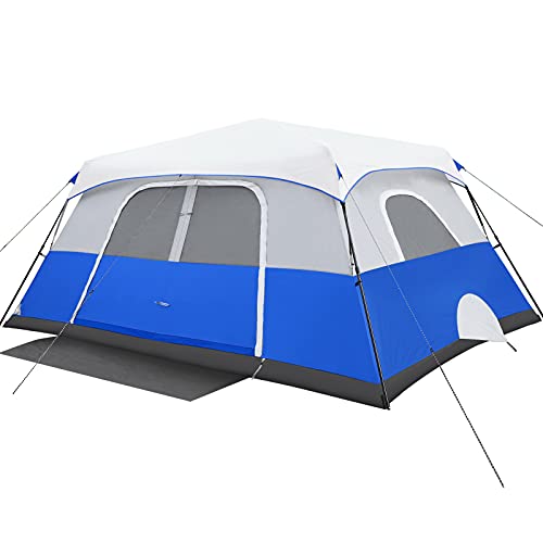 Camping Tent, 10 Person Instant Cabin Tent, Easy Setup in 60 Seconds, Weatherproof Family Tent for Camping, Outdoors & Travel, with Ventilated Windows