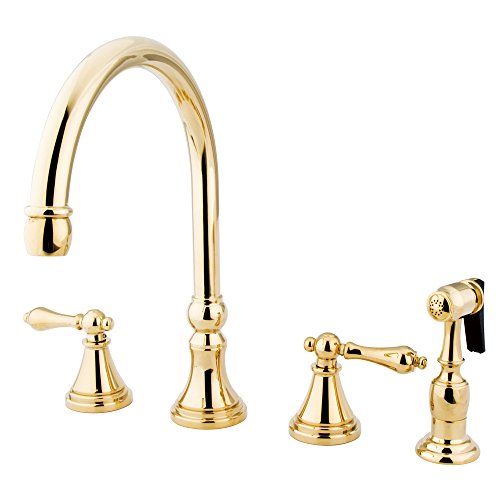 Elements of Design Nuvo Elements of Design ES2792ALBS Governor 8' to 16' Widespread Kitchen Faucet with Brass Sprayer, 8-1/4', Polished Brass
