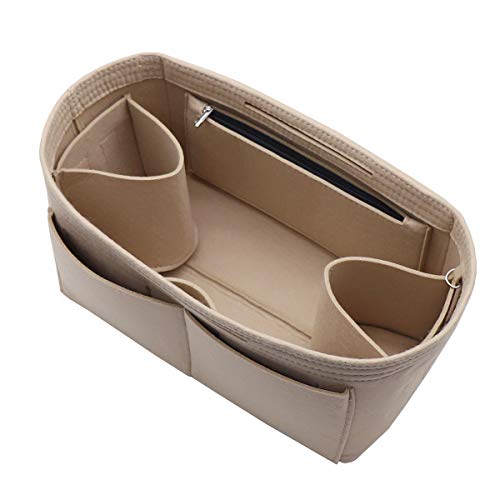 LEXSION Felt Purse Organizer Insert Bag In Bag with Two Removeable Holder 8020 Beige XL