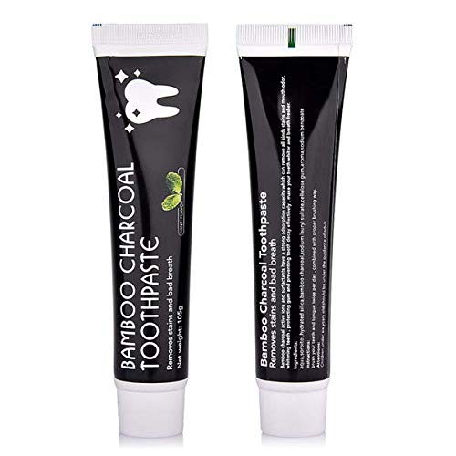 Activated Bamboo Charcoal Toothpaste can Eliminate Bad Breath and Prevent Tooth Decay, Naturally Dazzle Polished/whiten Teeth, Fresh Breath Mint Flavour (Black 2*105g)