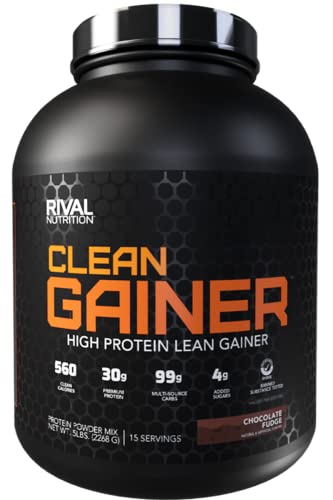 Rivalus Clean Gainer - Chocolate 5 Pound - Delicious Lean Mass Gainer with Premium Dairy Proteins, Complex Carbohydrates, and Quality Lipids, No Banned Substances, Made in USA.