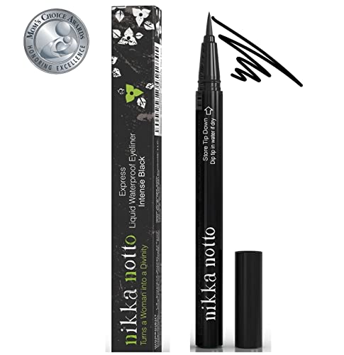 Nikka Notto Liquid Eyeliner Waterproof “Precise” Pen, Satin Black (Mom's Choice Award Winner 2023) 3x More Liquid 0.070Fl.oz