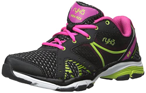 Ryka Women's Vida RZX Cross-Training Shoe, Black/Ryka Pink/Lime Blaze, 8.5 M US