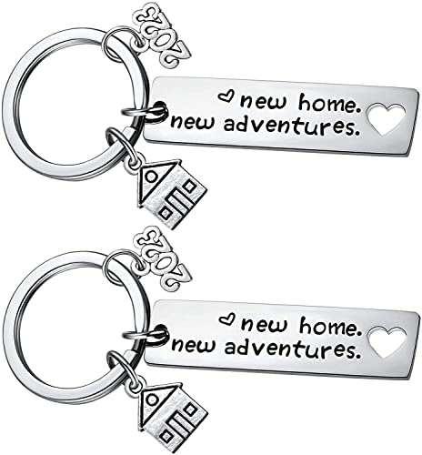2PCs New Home Keychain 2023 Housewarming Gift for New Homeowner House Keyring Moving in Key Chain New Home Owners Jewelry from Real Estate Agent