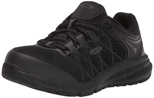 KEEN Utility Women's Vista Energy Low Height Sneakers Composite Toe Industrial Work Shoes, Black/Raven, 7.5 Wide