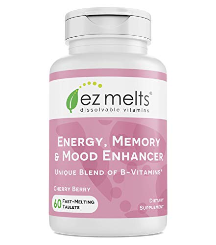 EZ Melts Brain Supplements for Memory and Focus Support - Dissolvable Memory Vitamins to Promote Mental Clarity - Brain Vitamins for Enhanced Energy Support - Vegan Brain Focus - Cherry Flavor - 60 Ct