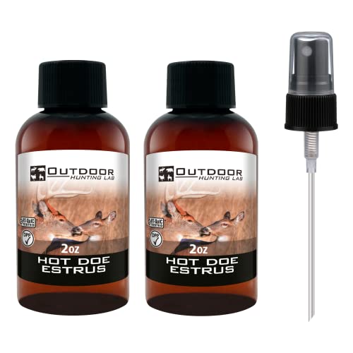 Outdoor Hunting Lab Doe Estrus Scent Buck Attractant for Whitetail Deer - Rut Scent Deer Attractant - Doe Pee Hunting Scent for Mock Scrapes, Scent Drags, and Drippers (2 Bottle)