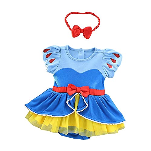 Dressy Daisy Baby Girls Princess Dress Onesie Bodysuit Romper Halloween Costume with Headband Size 9-12 Months Blue 212