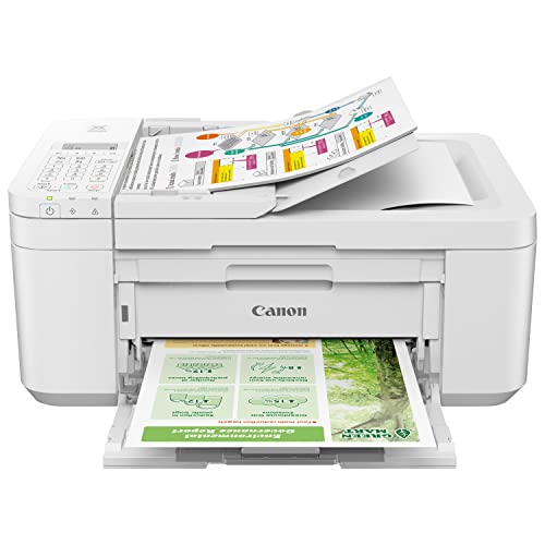 Canon PIXMA TR47 20 All-in-One Wireless Color Inkjet Printer for Home Office, White - Print Copy Scan Fax - 2-Line LCD Display, 4800 x 1200 dpi, Auto Duplex Printing, BROAGE Printer Cable