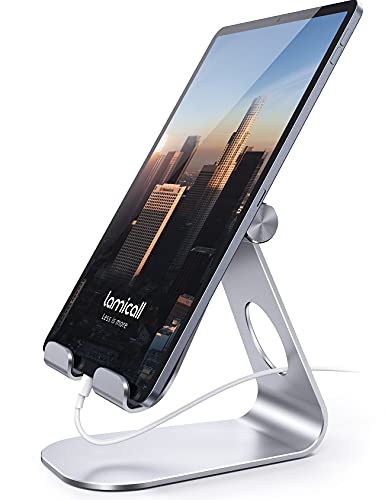 Lamicall Tablet Stand Adjustable, Tablet Stand - Desktop Stand Holder Dock Compatible with Tablet Such as iPad Pro 9.7, 10.5, 12.9 Air Mini 4 3 2, Nexus, Tab (4-13'), Silver