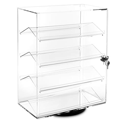 Mooca Lockable Showcase Rotating Acrylic Display Stand with 4 Removable Shelves