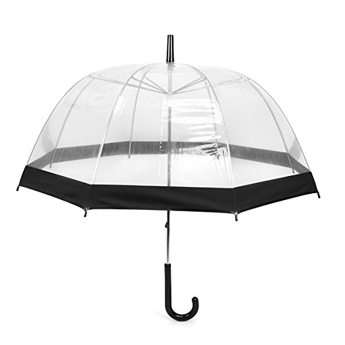 PARQUET Clear Bubble Umbrella with Windproof Dome - Transparent Umbrella for Adults (Clear with Black Stripe)