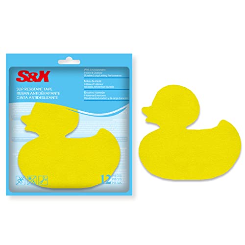 S&X Bathtub Non-Slip Stickers for Kids,Pack of 12 PCS Cartoon Duck Shower Floor Non Slip Stickers – Comfortable Grip On Slipper Surfaces