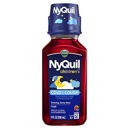 Vicks NyQuil Children's, Nighttime Cold & Cough Multi-Symptom Relief, Relieves Sneezing, Runny Nose, Cough, Berry Flavor, 8 Fl Oz