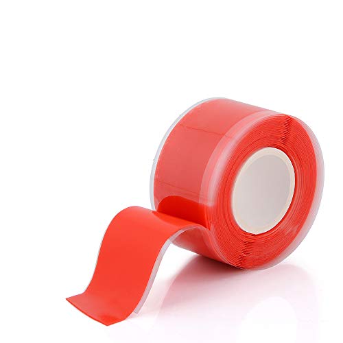 Self-Fusing Silicone Tape Fusion Repair Tape Self-Adhesive for Leak Seal Repair Electrical Insulation Tape Heat Resist & Waterproof Airtight Tape Multi-Purpose Soft Rubber Strip 3mx25mmx0.5mm Red