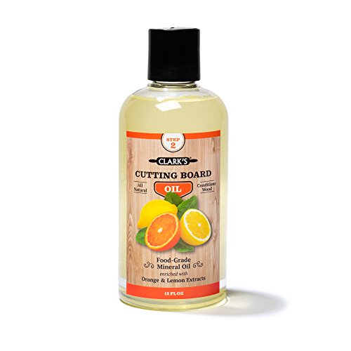 CLARK'S Cutting Board Oil - Food Grade Mineral Oil for Cutting Board - Enriched with Lemon and Orange Oils - Butcher Block Oil and Conditioner - Mineral Oil - Restores and Protects All Wood (12oz)