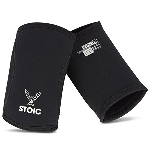 Stoic Elbow Sleeves for Powerlifting - 7mm + 5mm Thick Neoprene Sleeve for Bodybuilding, Weight Lifting Best for Squats, Cross Training, Strongman Professional Quality & Ultra Heavy Duty (Pair)