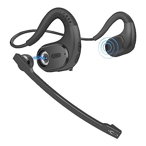 BANIGIPA Bluetooth Headset with Removable Microphone, Noise Cancelling Wireless Headset for Phones Laptop Computer PC, Open Ear Headphones for Office Meeting Running Cycling Driving Working-12 Hrs