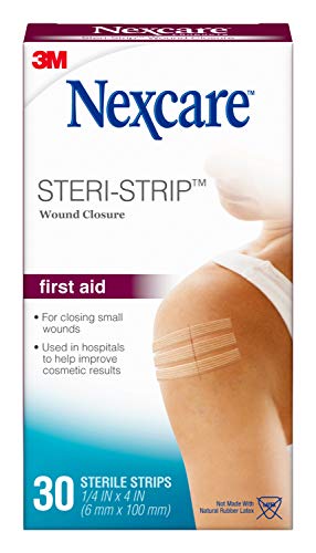 Nexcare Steri-Strip Wound Closure, Breathable Strips Hold Small Wounds Firmly Closed, Great After Sutures or Staples - 30 Wound Closures