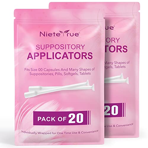 (40 Packs) Suppository Applicators for Women Soft & Small Tips Easy to Use Fit to Size 00 Cap-sules Individually Wrapped Feminine Care Vaginial Applicators for Tablets from Nieteyrue