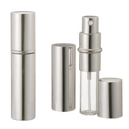 Grand Parfums Silver Metallic Perfume Atomizer Spray 12mL for Purse, Pocket or Travel Refillable (Set of 6)