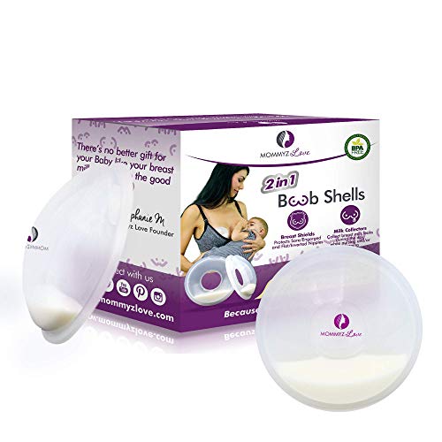 Breast Shell & Milk Catcher for Breastfeeding Relief (2 in 1) Protect Cracked, Sore, Engorged Nipples & Collect Breast Milk Leaks During The Day, While Nursing or Pumping (2 Pack)