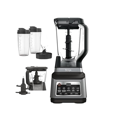 Ninja BN801 Professional Plus Kitchen System, 1400 WP, 5 Functions for Smoothies, Chopping, Dough & More with Auto IQ, 72-oz.* Blender Pitcher, 64-oz. Processor Bowl, (2) 24-oz. To-Go Cups, Grey