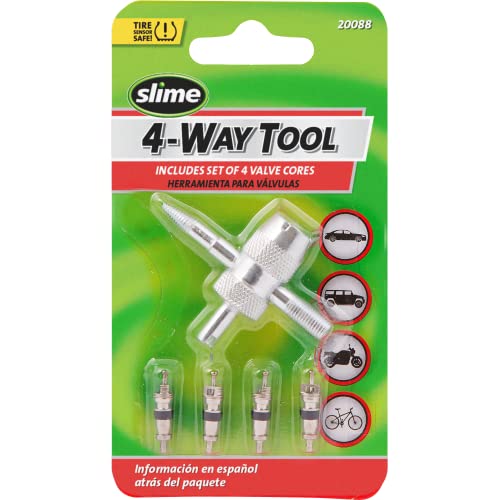 Slime 20088 4-Way Valve Tool with 4 Valve Cores