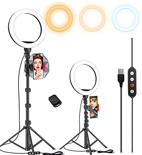 Kaiess 10.2' Selfie Ring Light with 65' Adjustable Tripod Stand & Phone Holder for Live Stream/Makeup, Upgraded Dimmable LED Ringlight for Tiktok/YouTube/Zoom Meeting/Photography