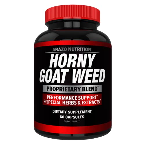 Arazo Nutrition Premium Horny Goat Weed Extract with Maca Root, Ginseng, Muira Puama and L-Arginine - for Men and Women – 100% Pure Herbal Nutritional Supplement