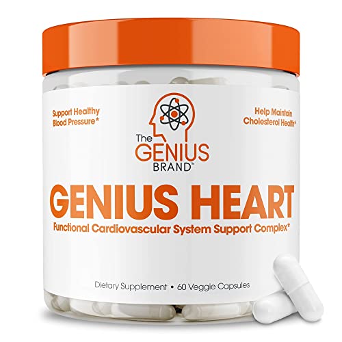 Genius Heart Health & Cardiovascular Support Supplement, 60 Veggie Pills - Natural Cholesterol Lowering Vein & Cardiovascular Support with Grape Seed, Vitamin K2 & CoQ10 - Blood Pressure Reducer