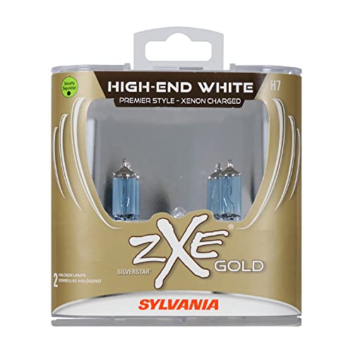 SYLVANIA - H7 (64210) SilverStar zXe GOLD High Performance Halogen Headlight Bulb - Headlight & Fog Light, Bright White Light Output, Best HID Alternative, Xenon Charged Technology (Contains 2 Bulbs)