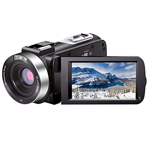 Video Camera Camcorder Full HD 1080P 30FPS 24.0 MP IR Night Vision Vlogging Camera Recorder 3.0 Inch IPS Screen 16X Zoom Camcorders Camera Remote Control with 2 Batteries