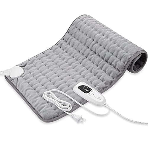 Heating Pad - Electric Heating Pads - Hot Heated Pad for Back Pain Muscle Pain Relieve - Dry & Moist Heat Option - Auto Shut Off Function (Light Gray, 12''×24'')