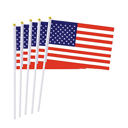 LoveVC US American Stick Flag Small Mini Hand Held USA Flags,Party Decorations for Memorial Day,Veterans Day,Independence Day,25 Pack