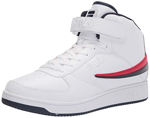 Fila Men's A-High Sneaker, White/Navy/Red, 12