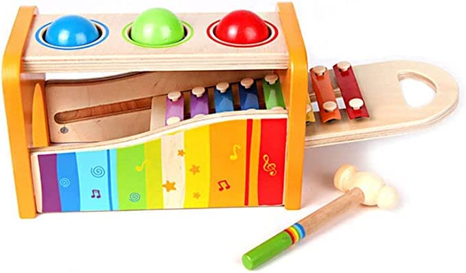 Hape Pound & Tap Bench with Slide Out Xylophone - Award Winning Durable Wooden Musical Pounding Toy for Toddlers