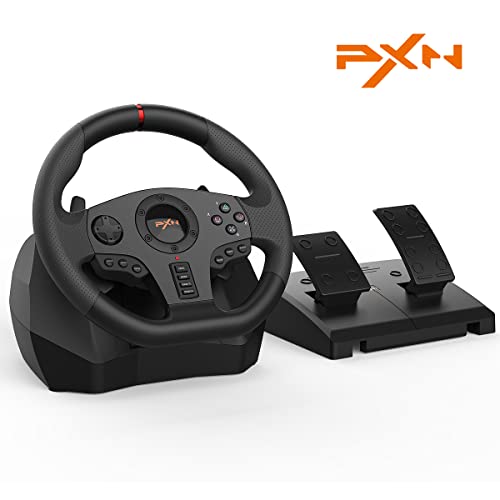 PXN V900 Gaming Steering Wheel - 270/900° PC Racing Wheels with Linear Pedals & Left and Right Dual Vibration for Xbox Series X|S, PS4, Xbox One, PC, Nintendo Switch, Android TV