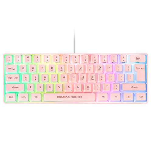 KOLMAX HUNTER 60% RGB Gaming Keyboard,61 Keys RGB Backlit Wired Gaming Keyboard/Office Mini Keyboard for PC/Mac/Linux/Laptop(Pink)
