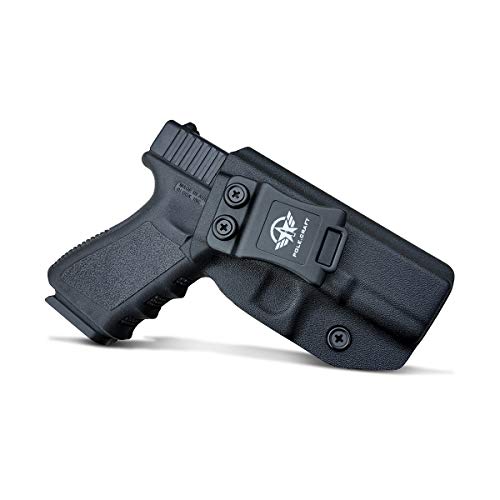POLE.CRAFT Glock 19 Holster IWB Kydex Holster for Glock 19 19X Glock 23 Glock 25 Glock 32 Glock 45 (Gen 3 4 5) - Inside Waistband Carry Concealed Holster Glock 19 IWB Pistol Case (Black, Right Hand)