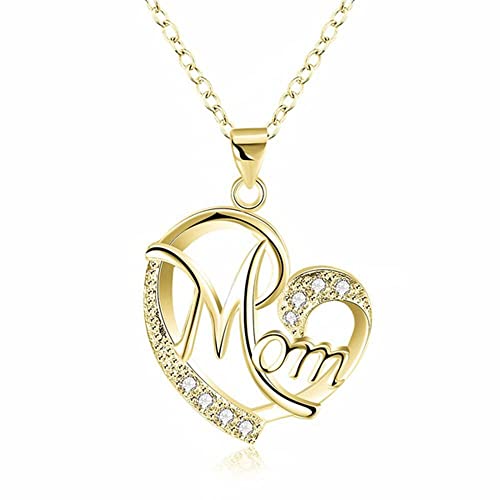 chaofanjiancai_Accessory Necklace Chain for Mom Exquisite Mom Love Crystal Pendant Diamond Necklace Fashion Jewelry Gifts